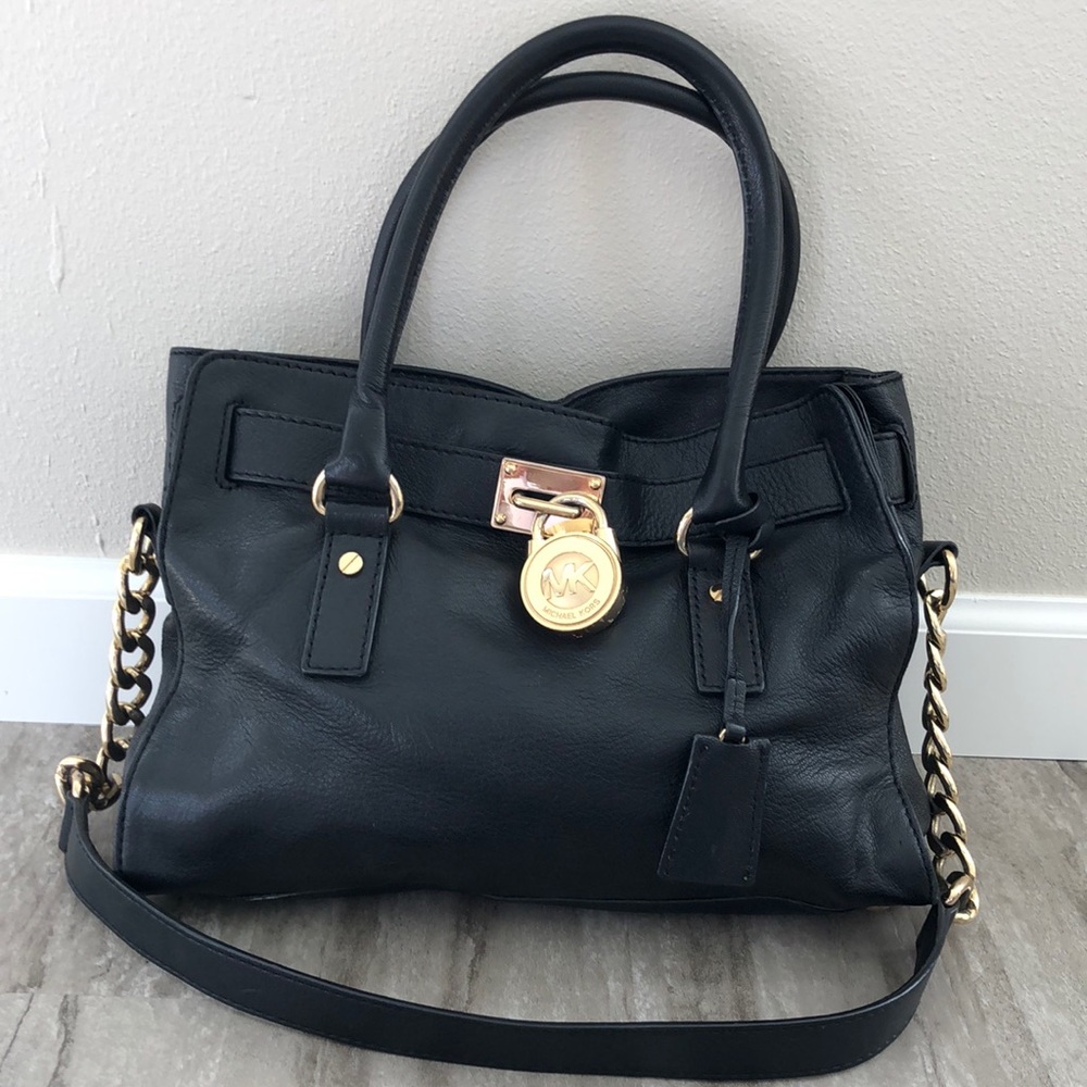 Black leather Michael Kors Hamilton purse